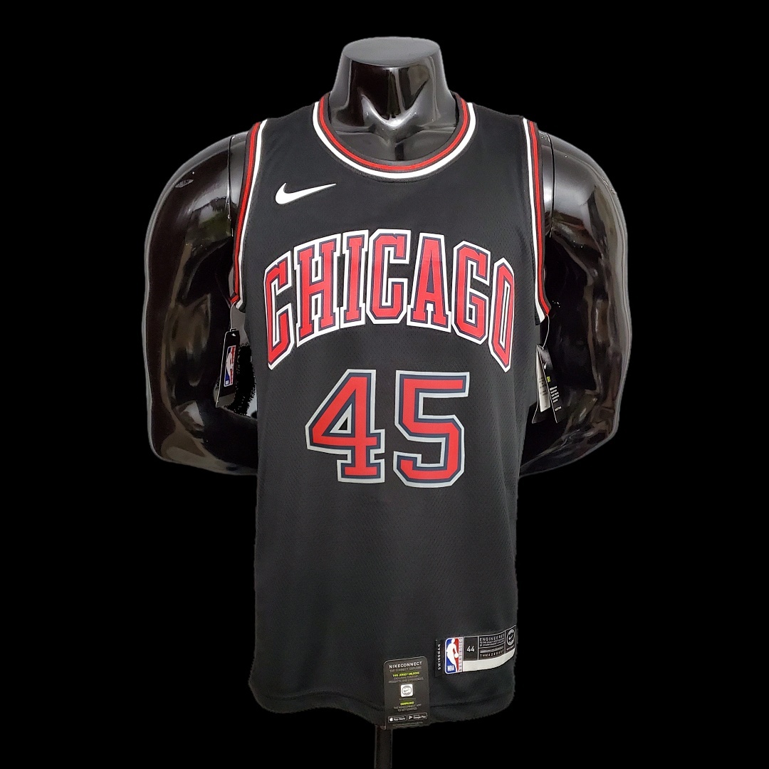 JDRDAN#45 Chicago Bulls Black NBA jersey Size S-XXL Nike connect recognition