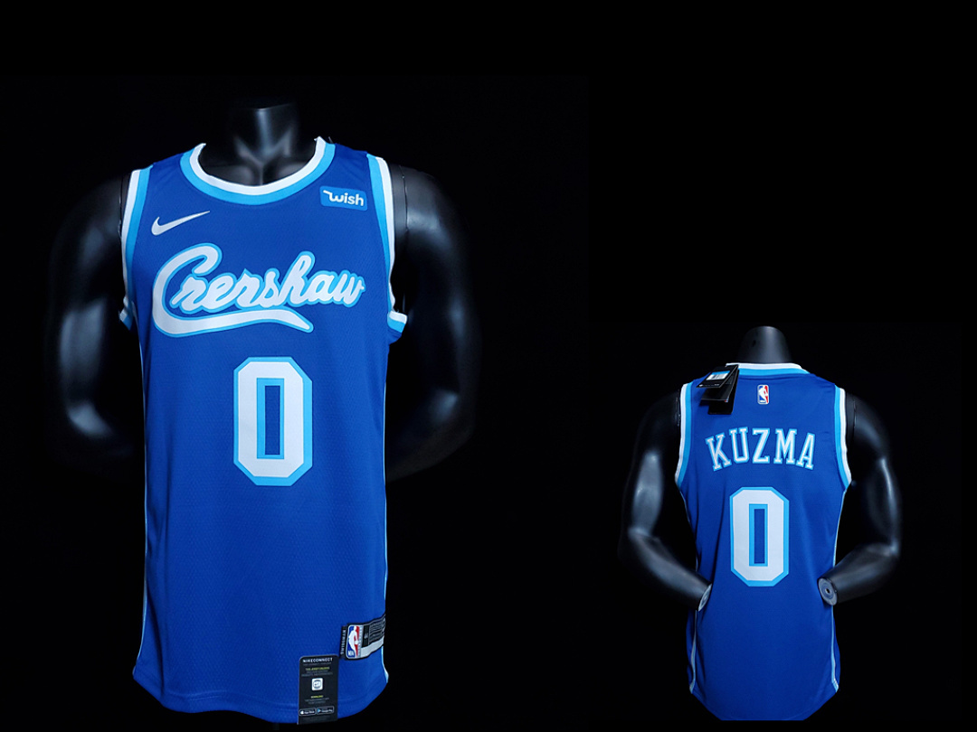 new KUZMA #0 Lakers blue NBA jersey Size:XS-XXL Nike connect recognition