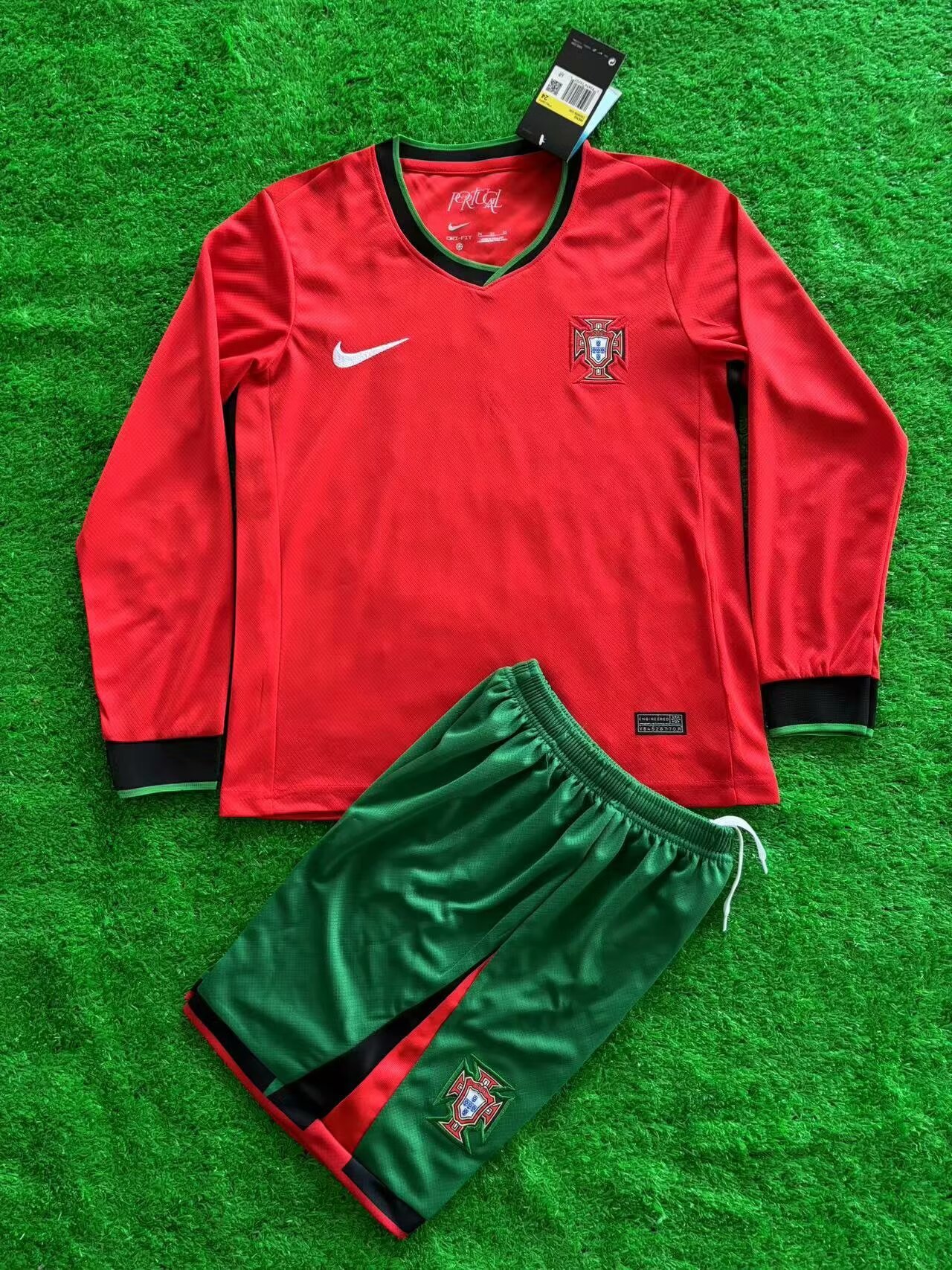 2024 Portugal Home Kids Long Sleeve Soccer Jerseys Yupoo