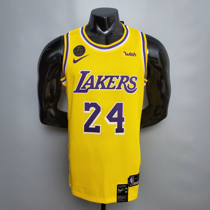 Bryant #24 Lakers Commemorative Edition Round neck yellow NBA jersey Size XS-XXL
