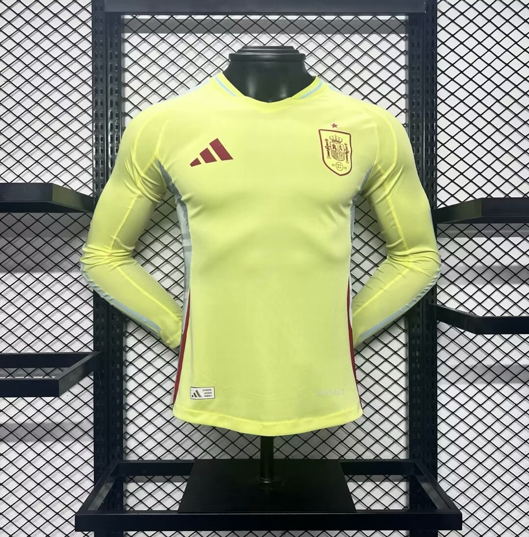 2024 Spain Away Player Version Long Sleeve Soccer Jerseys Yupoo