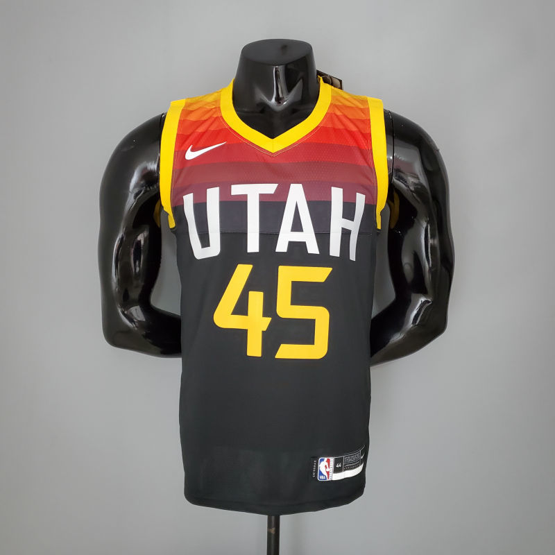 2021 MITHCHLL#45 Jazz City Edition Jersey Black Red NBA Jersey S-XXL
