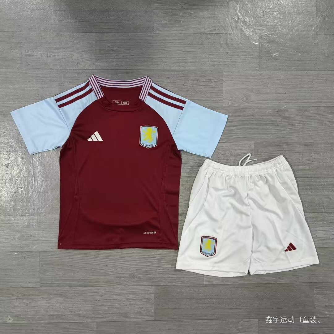24-25 Aston Villa Home Kids Soccer Jerseys Yupoo