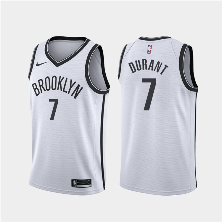 Nets Durant #7 White Embroidery