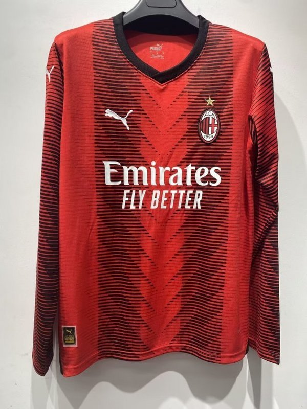 23-24 AC Milan Home Long Sleeve Soccer Jerseys Yupoo