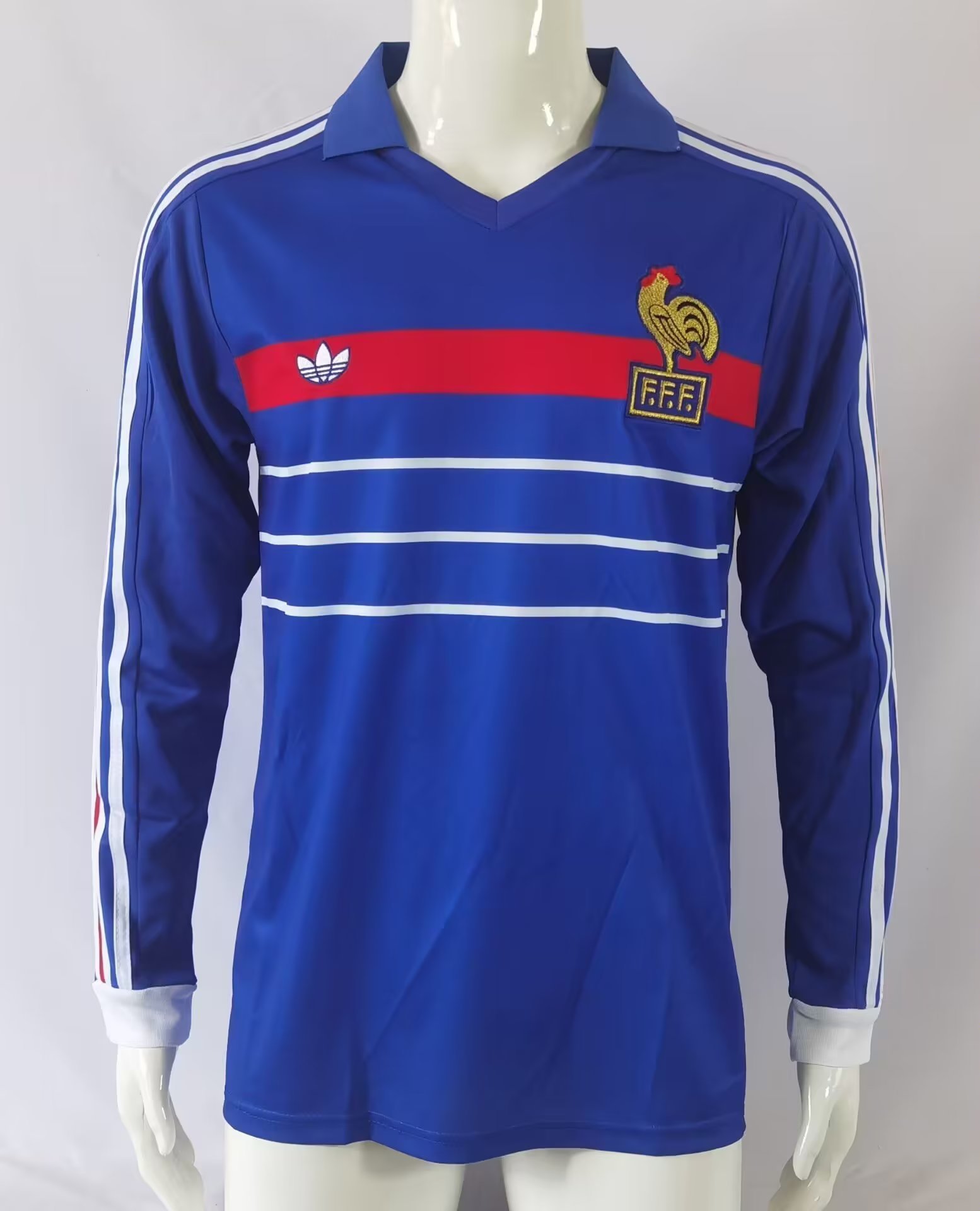 1982-84 France Home Retro Long Sleeve Soccer Jerseys Yupoo