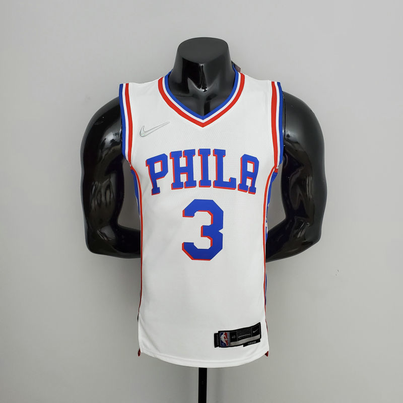 75th Anniversary Philadelphia 76ers IVERSON#3 White NBA Jersey S-XXL