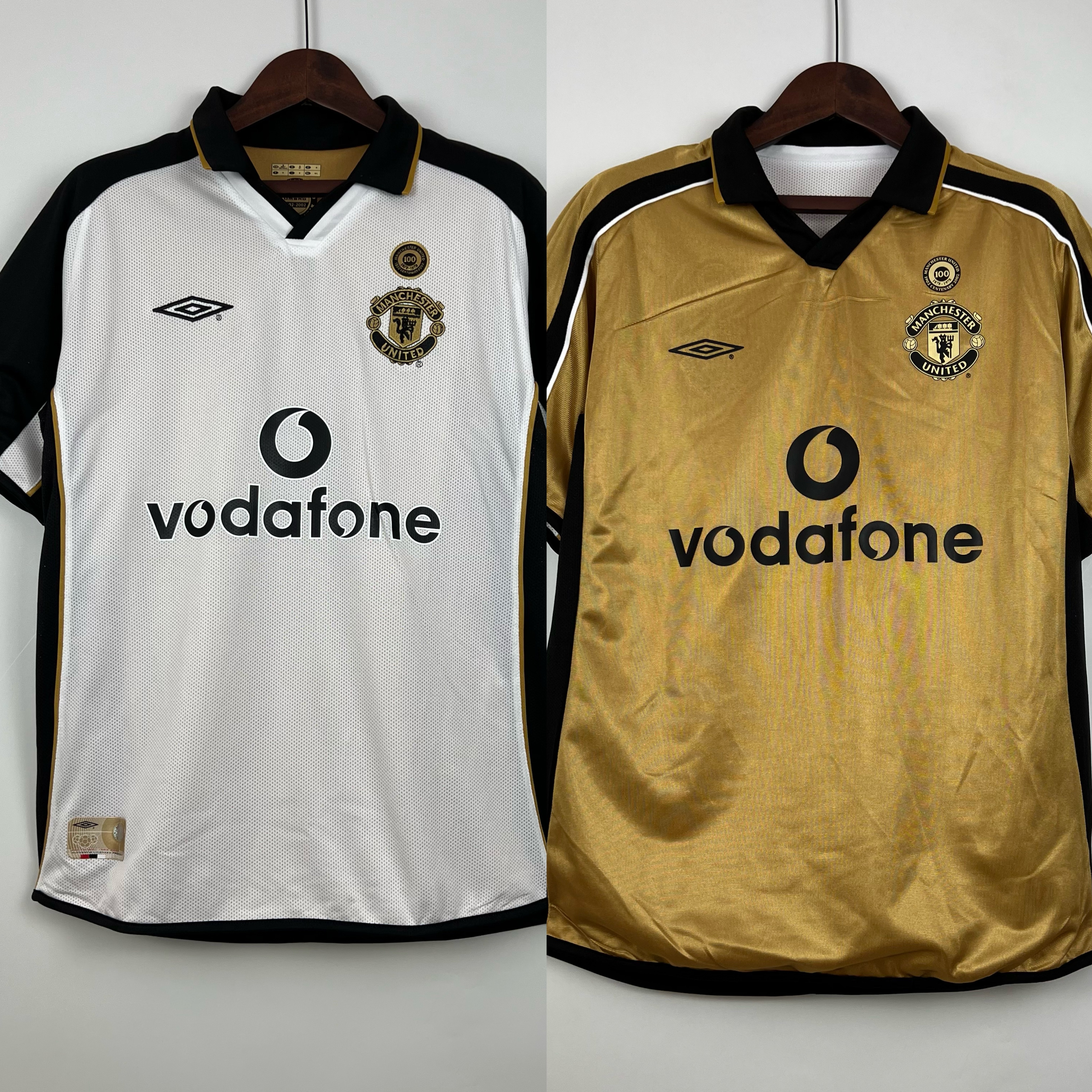 01-02 M-anchester U-nited Retro 100th Anniversary Edition Long Sleeve Soccer Jerseys Yupoo