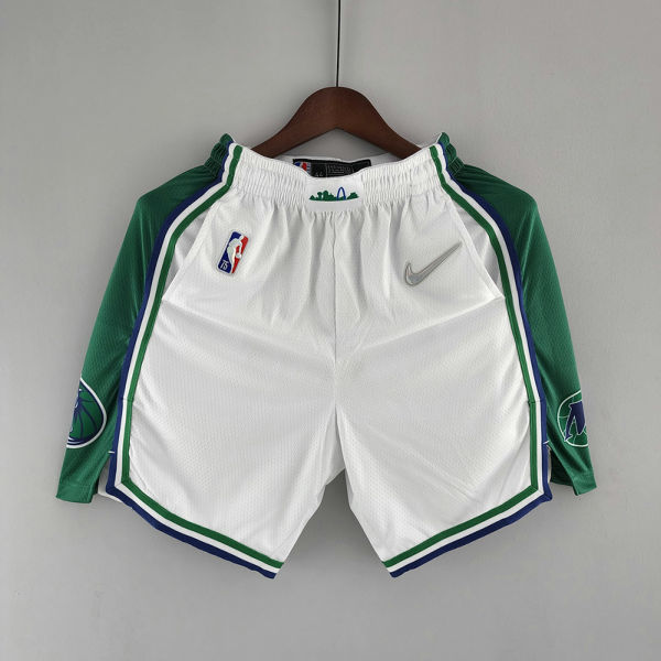2022 Dallas Mavericks Urban Edition NBA Shorts White Green Trim S-XXL