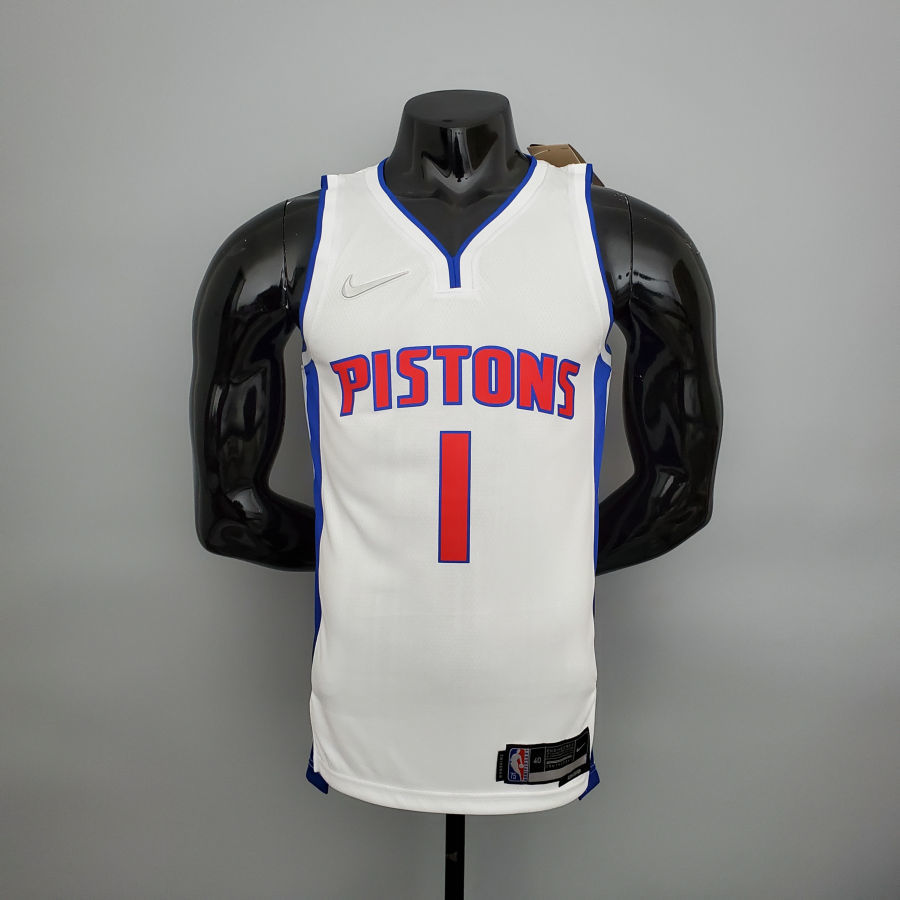 75th Anniversary Iverson #1  Pistons White NBA Jersey S-XXL