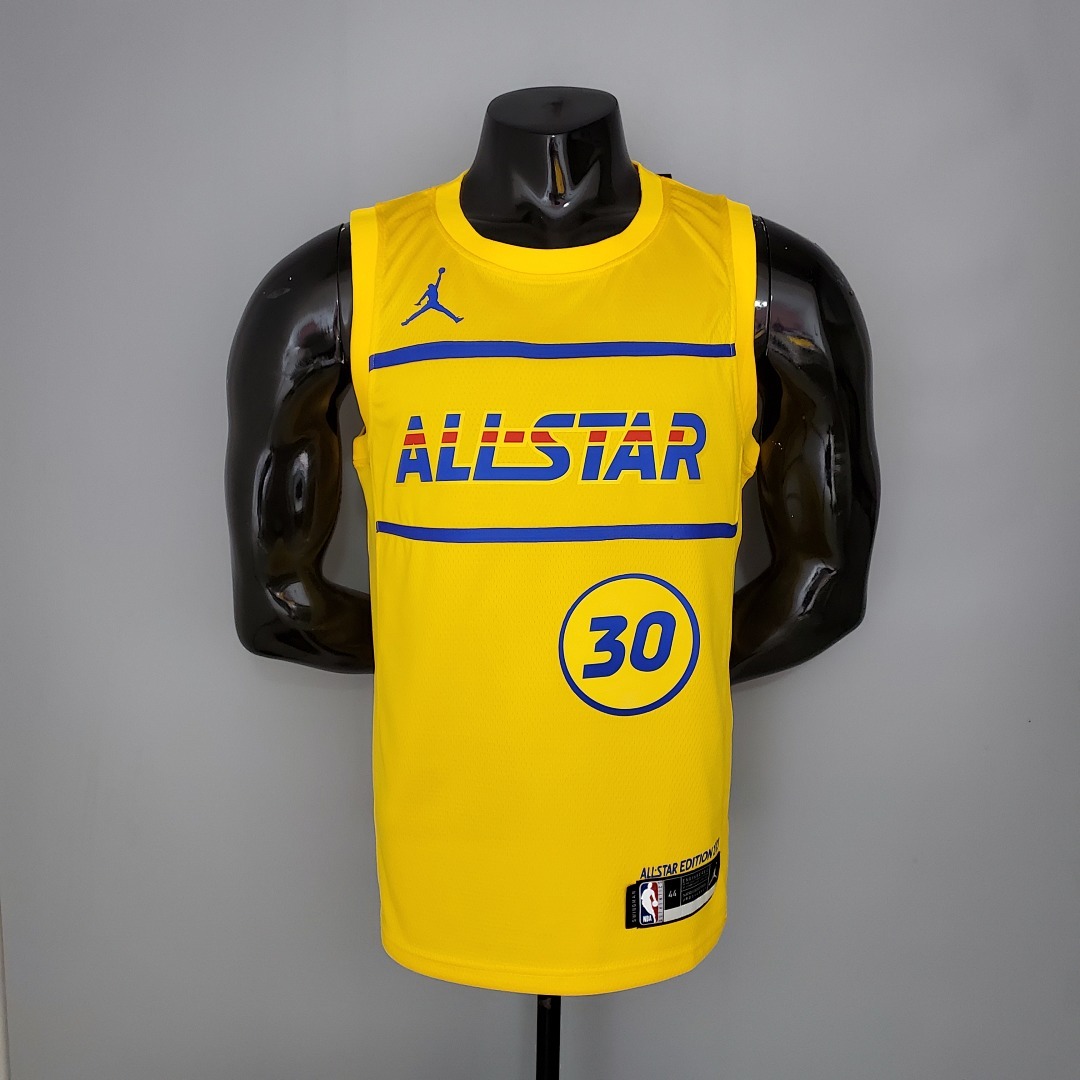 2021 CURRY#30 All-Star Yellow NBA Jersey S-XXL