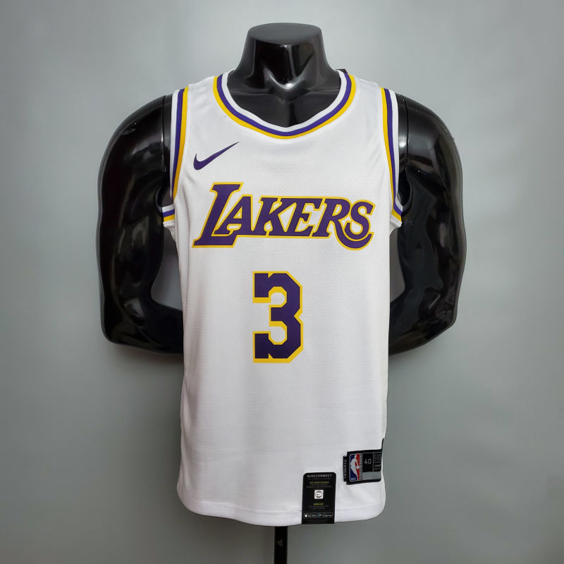 New DAVIS #3 Lakers Round neck white NBA jersey Size XS-XXL