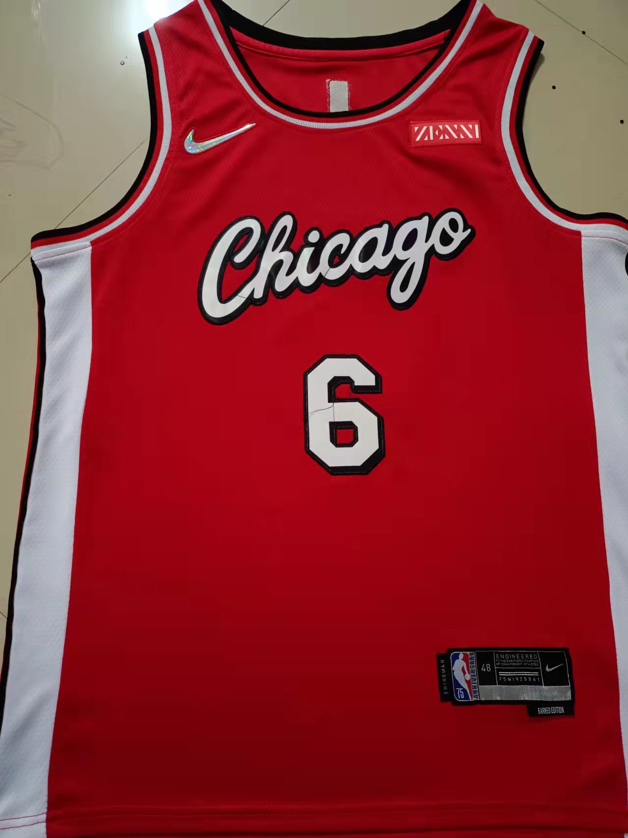Bulls #6 75th Anniversary Embroidery