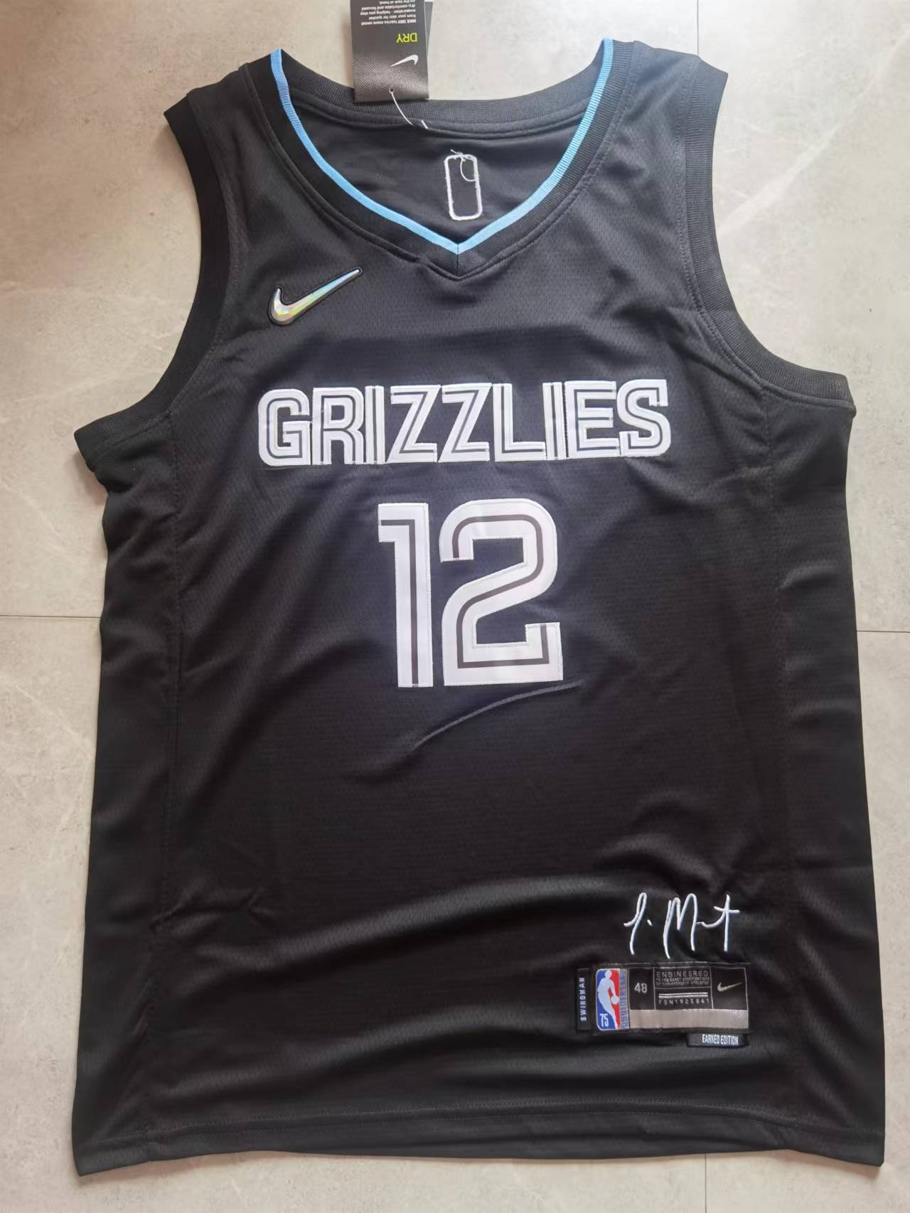2022 Grizzlies #12 75th Anniversary Embroidery