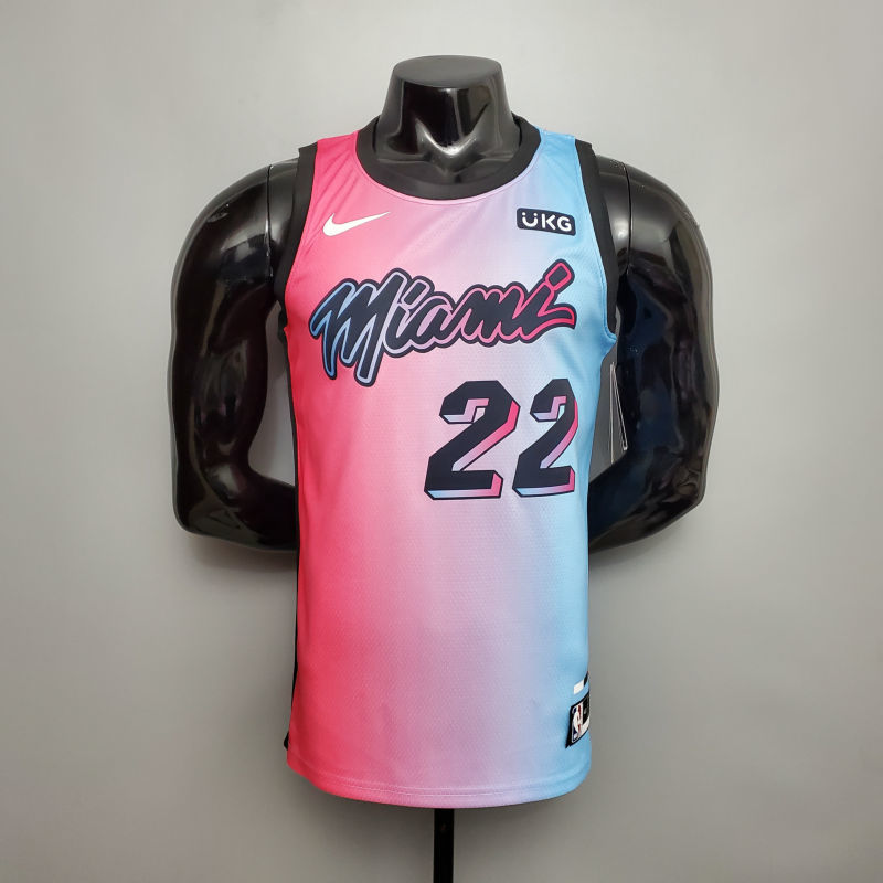 New Miami Heat BUTLER #22 City Edition Pink Blue Gradient Color S-XXL (support customization)