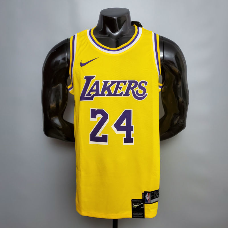 Bryant #24 Lakers Round neck yellow NBA jersey Size XS-XXL