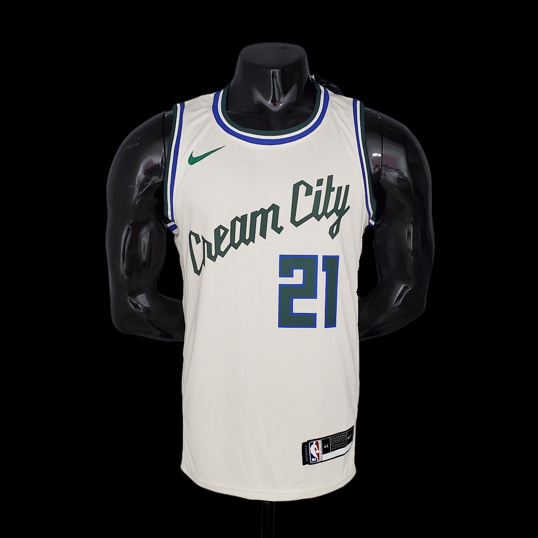 HOLIDOAY#21 Bucks Beige NBA jersey Size:S-XXL