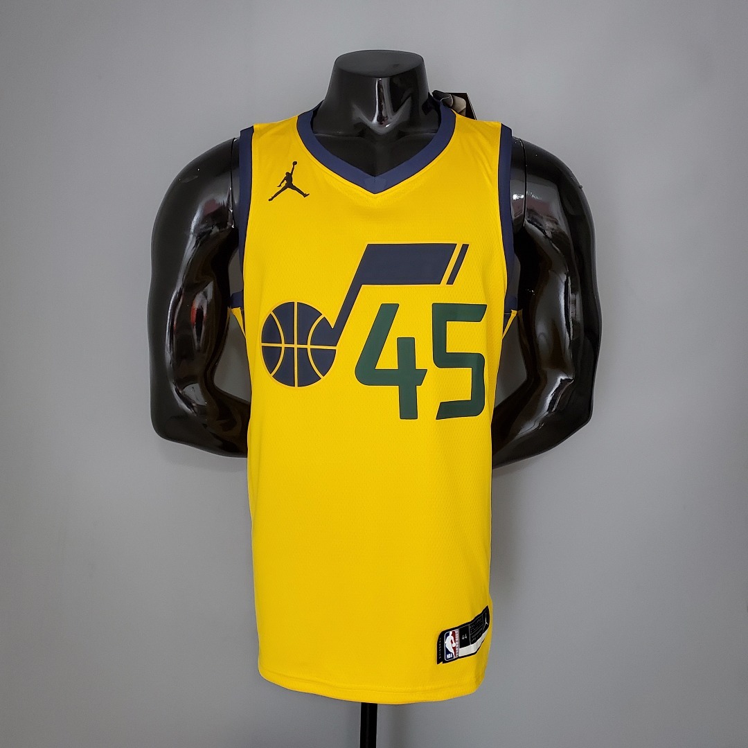 2021 MITHCELL#45 Jazz JORDAN theme yellow NBA jersey S-XXL