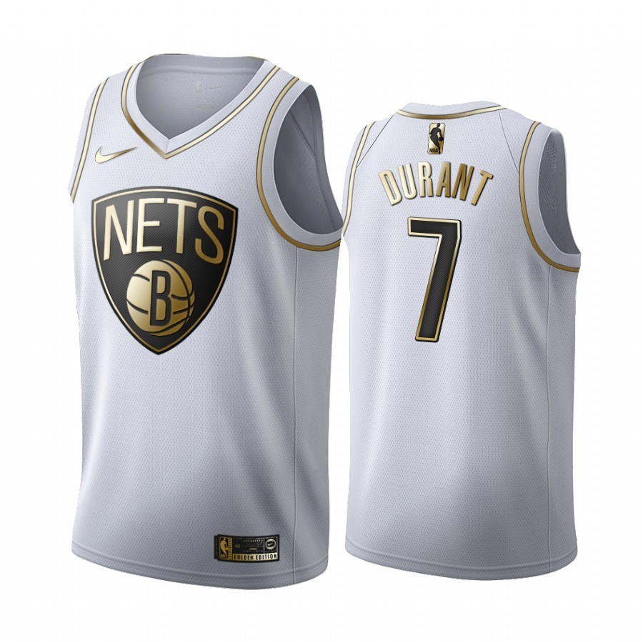 Nets Durant#7 White Gold Edition Embroidery