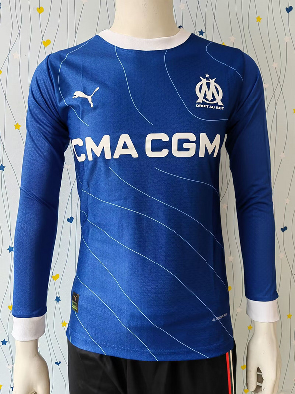 23-24 Marseille Away Player Version Long Sleeve Soccer Jerseys Yupoo