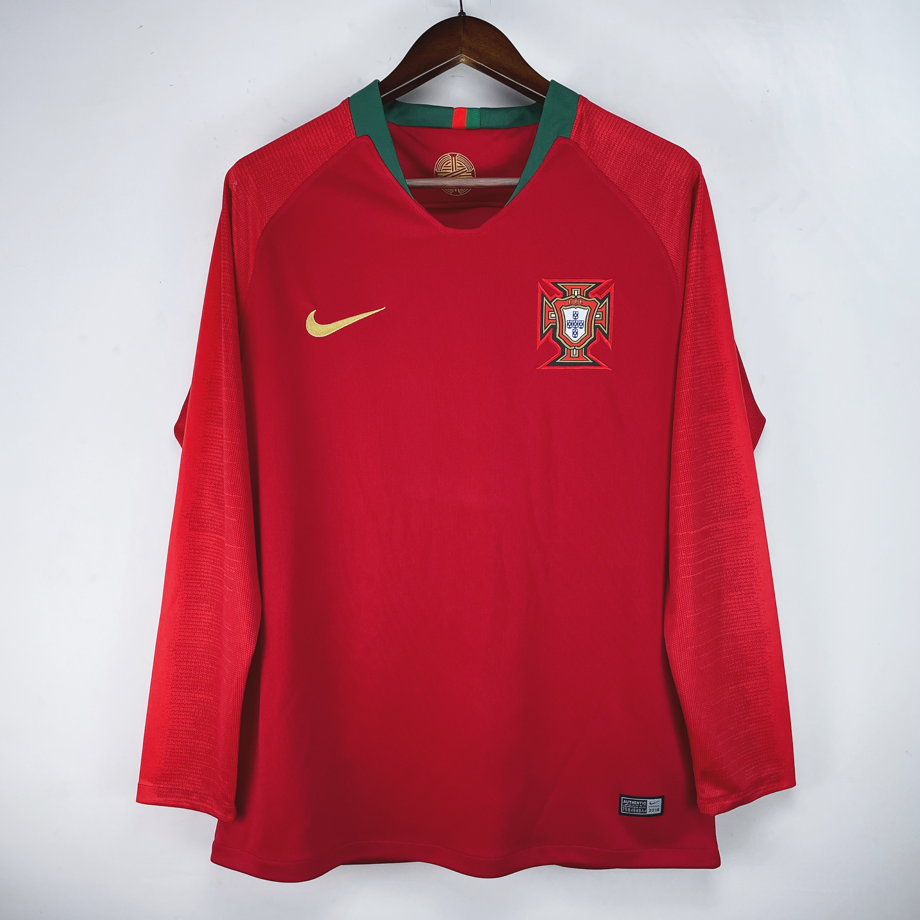 2018 Portugal Home Retro Long Sleeve Soccer Jerseys Yupoo