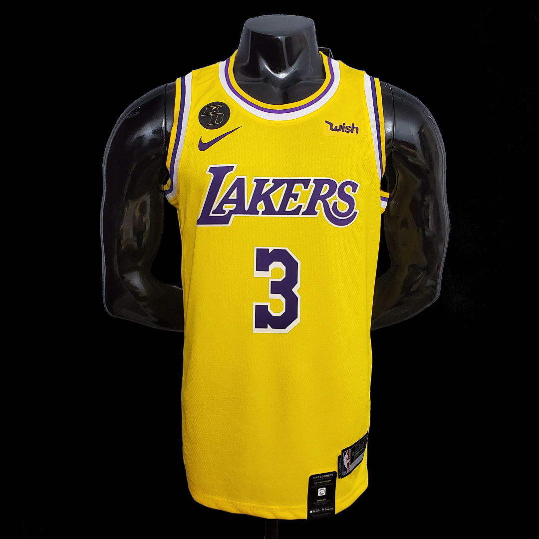 DAVIS #3 Lakers Commemorative Edition Round neck yellow NBA jersey SizeXS-XXL Nike connect recogn