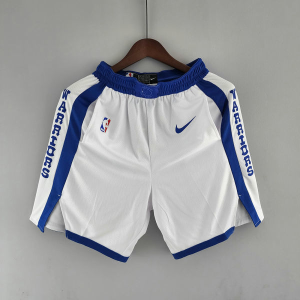 Golden State Warriors NBA Shorts White Blue Trim S-XXL