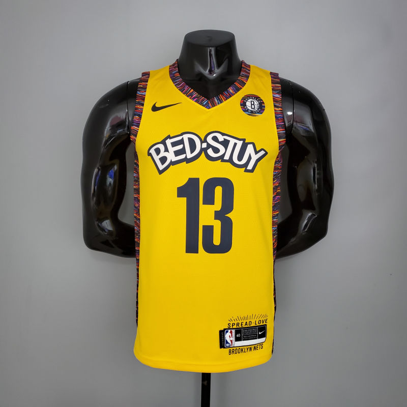 Harden #13 Brooklyn Nets Commemorative Edition Yellow NBA jersey Size S-XXL