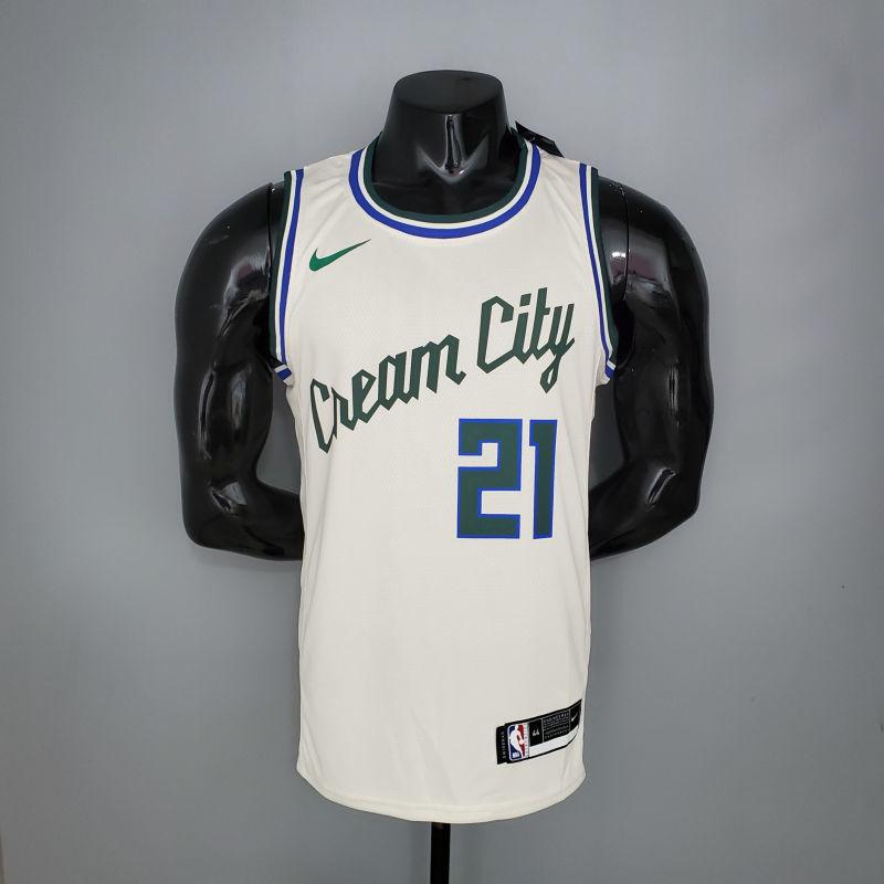 HOLIDOAY#21 Bucks Beige NBA jersey Size S-XXL