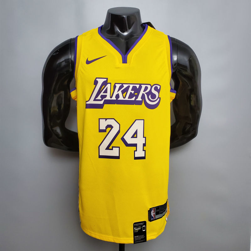Bryant #24 Lakers V-neck City Edition yellow NBA jersey Size XS-XXL