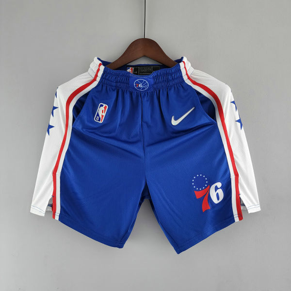 75th Anniversary Philadelphia 76ers NBA Shorts Blue White S-XXL