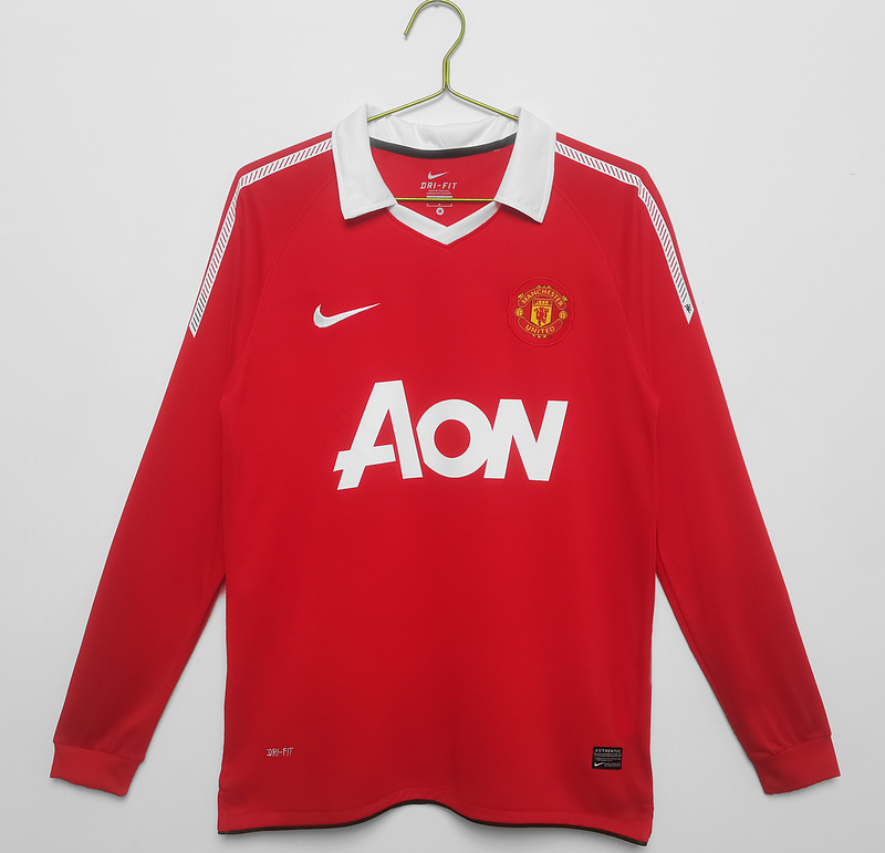 2010-11 M-anchester U-nited Home Retro Long Sleeve Soccer Jerseys Yupoo