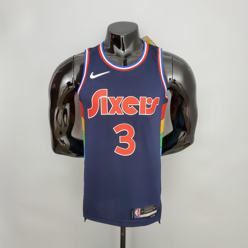 2022 Iverson#3 76ers Royal Blue NBA Jersey S-XXL
