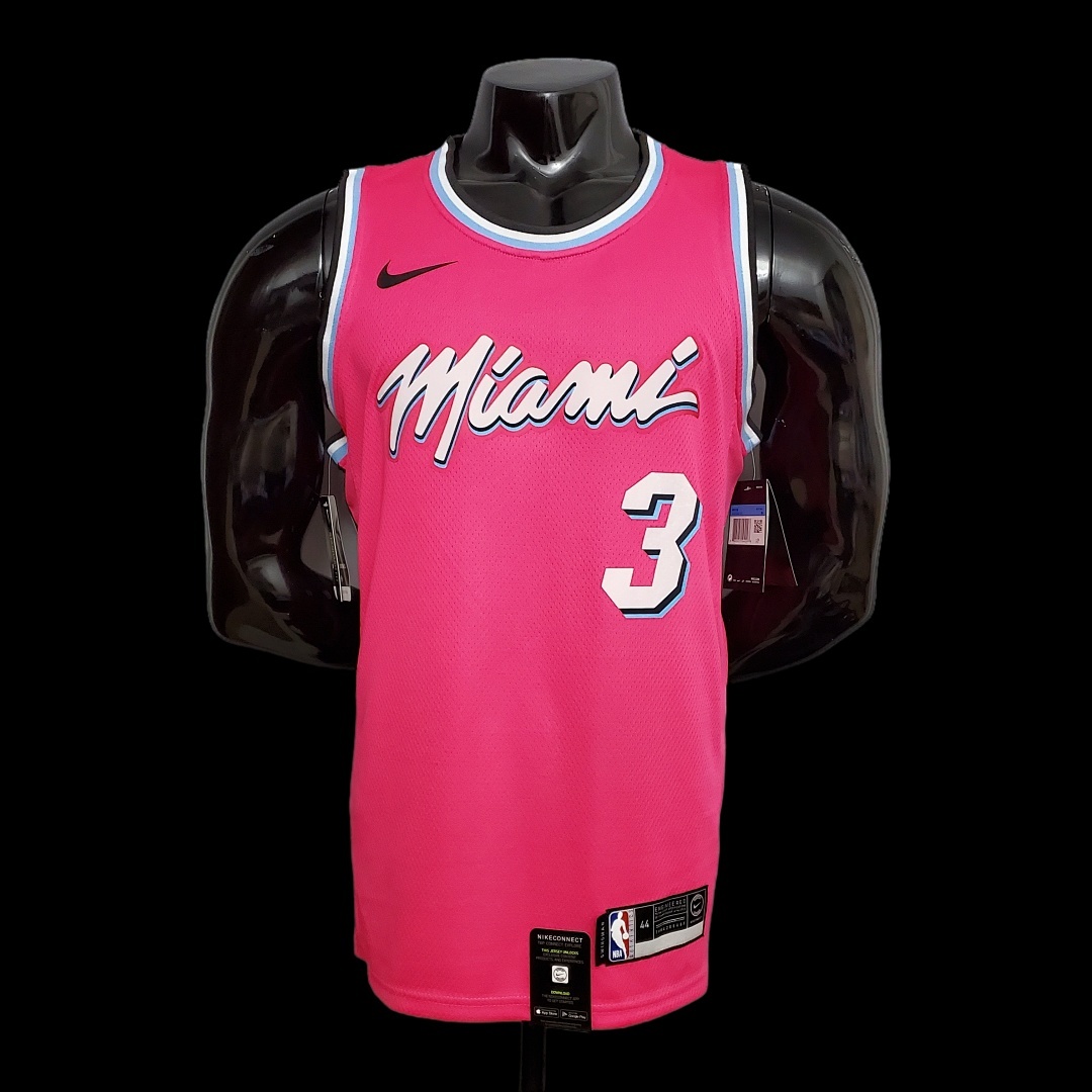 WADE #3 Miami Heat V-neck pink NBA jersey Size:XS-XXL Nike connect recognition