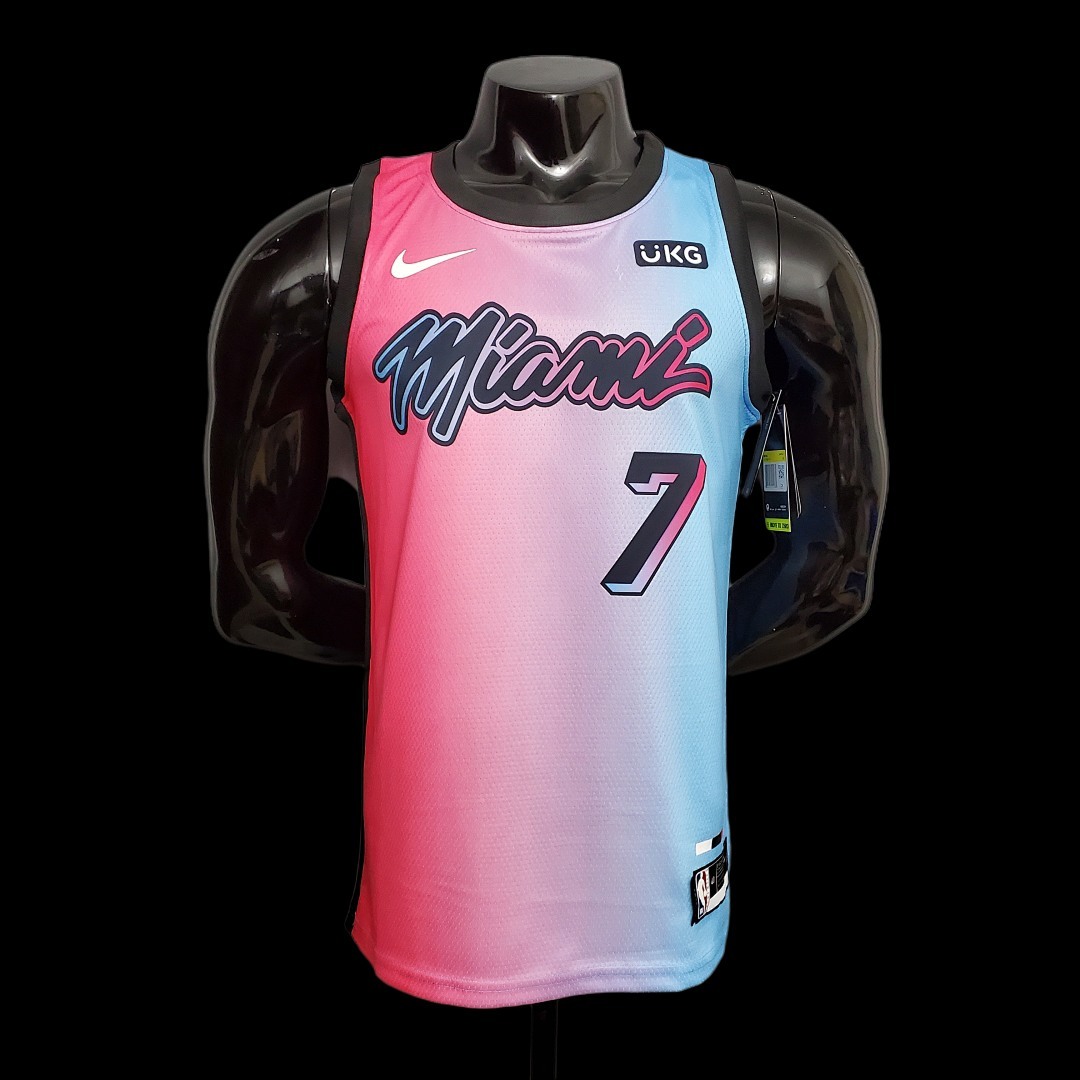 New Miami Heat DRAGIC#7 City Edition Pink Blue Gradient Color S-XXL (support customization)