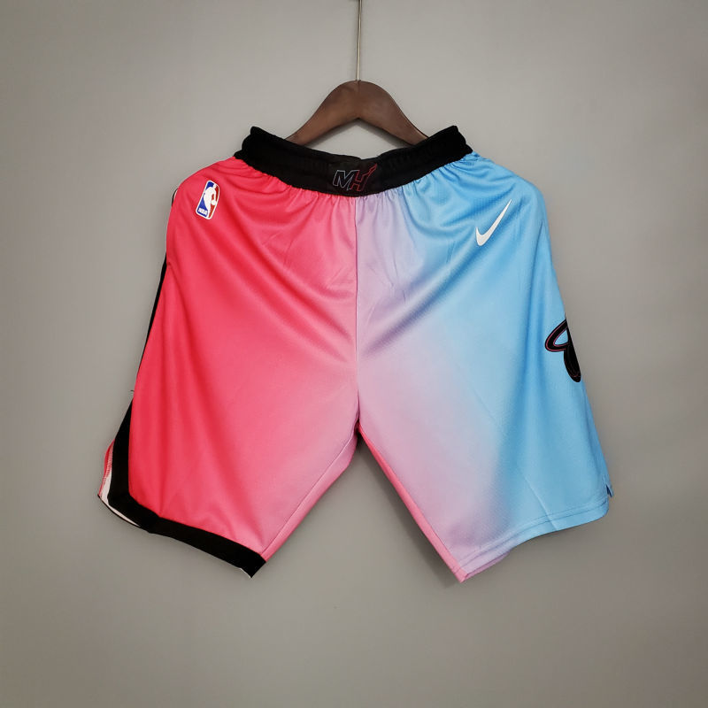New Miami Heat Shorts City Edition Pink Blue Gradient Color S-XXL