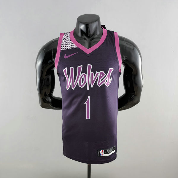 Minnesota Timberwolves EOWAROS#1 Black and Purple NBA Jersey S-XXL