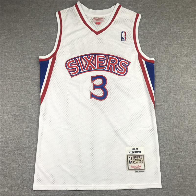 96-97 76ers #3 White Embroidery