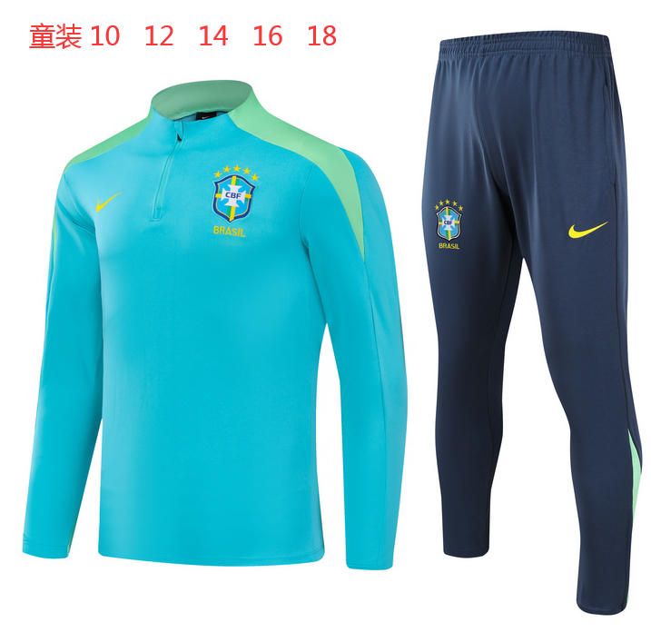 2024 Brazil Special Kids Long Sleeve Training Suit Yupoo