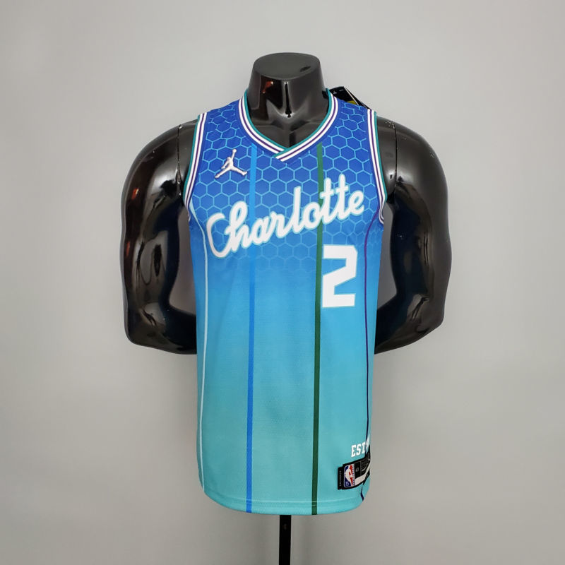 2022 BALL#2 Hornets City Edition Blue NBA Jersey S-XXL