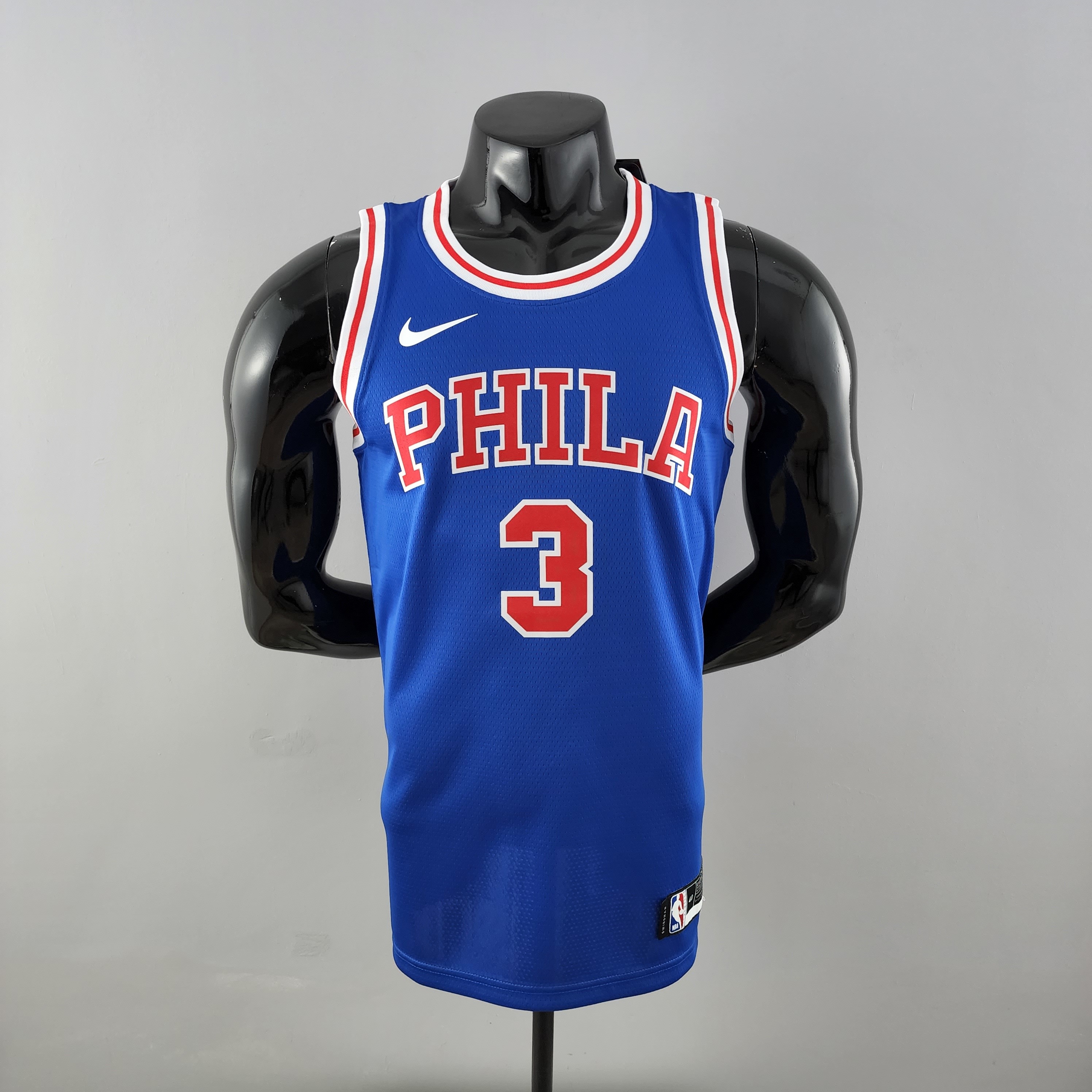 Retro Philadelphia 76ers Iverson #3 crew neck blue NBA Jersey S-XXL