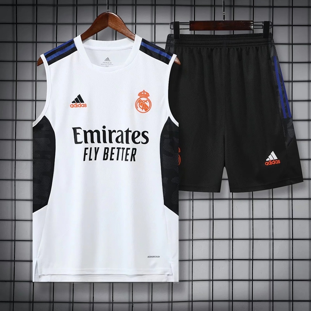22/23 Real Madrid Pre-match Training Suit White Vest S-XXL