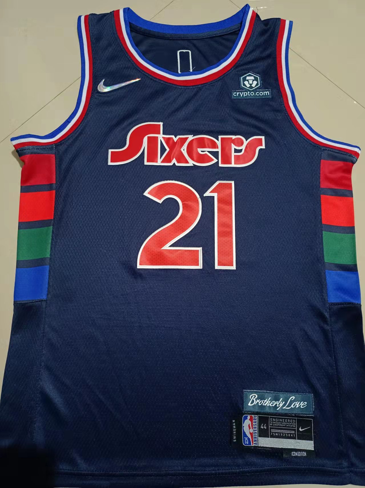 2022 76ers #21 75th Anniversary Embroidery