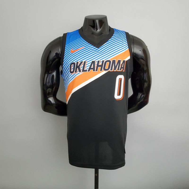 Thunder Westbrook #0 City Edition Black NBA Jersey S-XXL