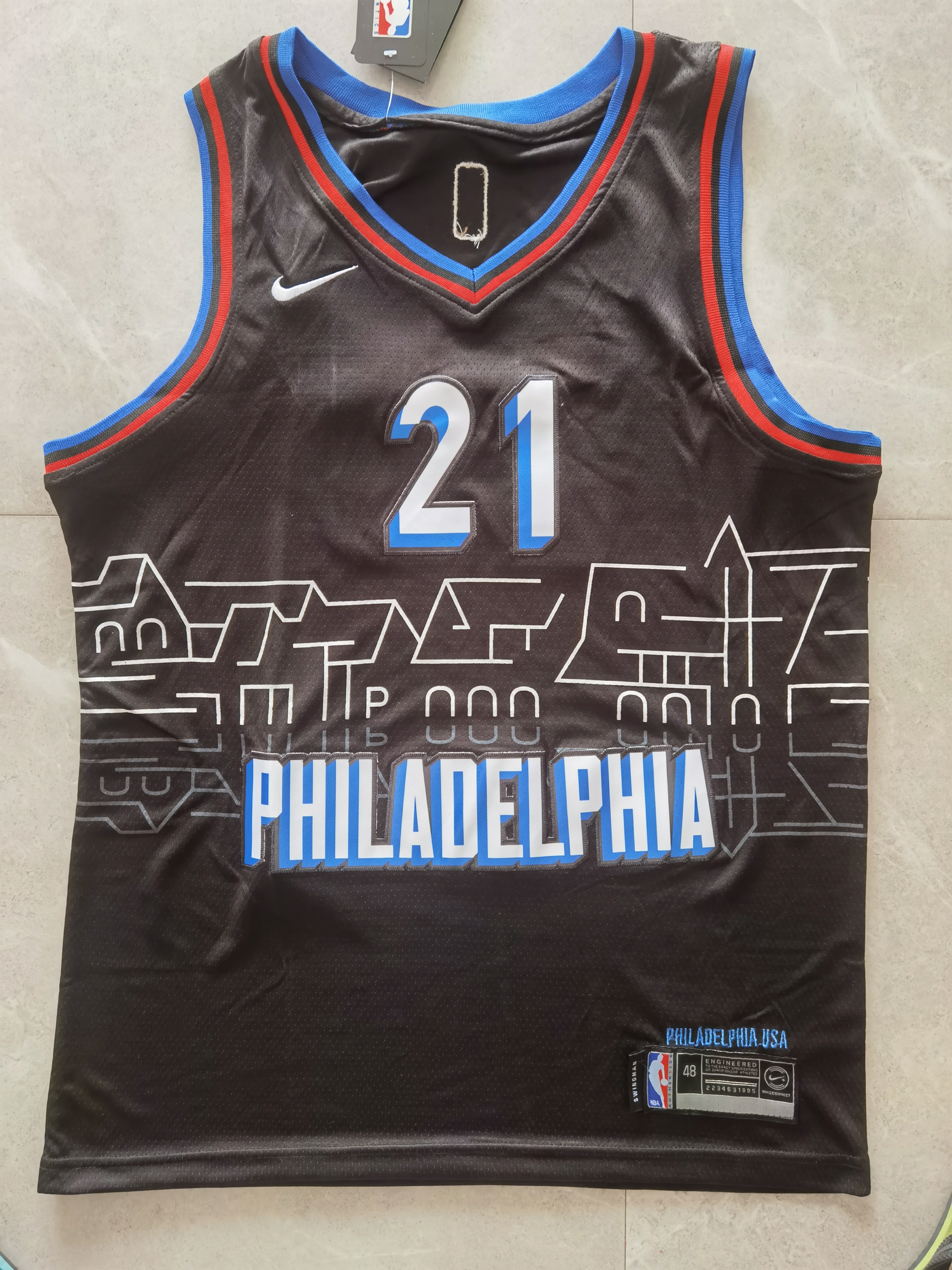 76ers #21 Dlack City Edition Embroidery