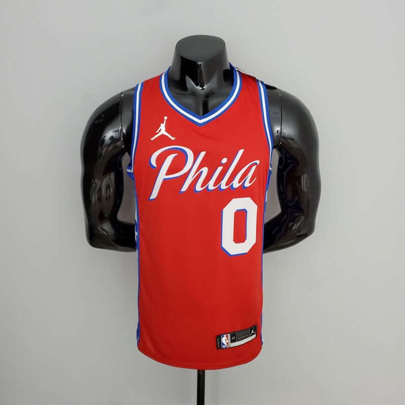 2021 MAXEY#0 76ers Jordan Themed Red NBA Jersey S-XXL