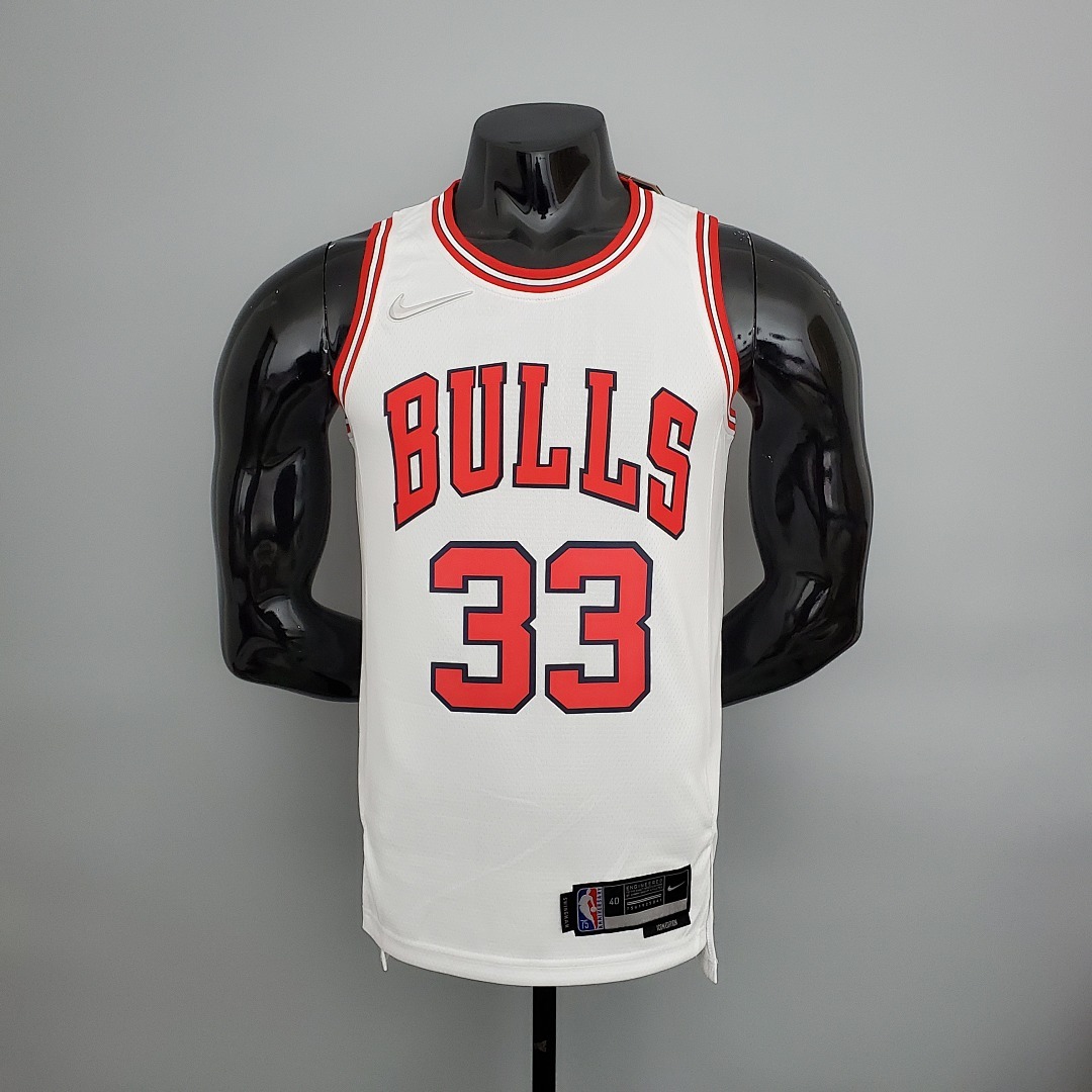 75th Anniversary Pippen #33 Bulls White NBA Jersey S-XXL