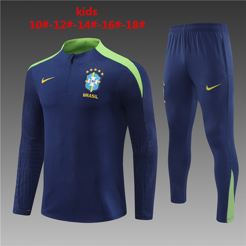 2024 Brazil Player Kids Long Sleeve Training Suit Yupoo