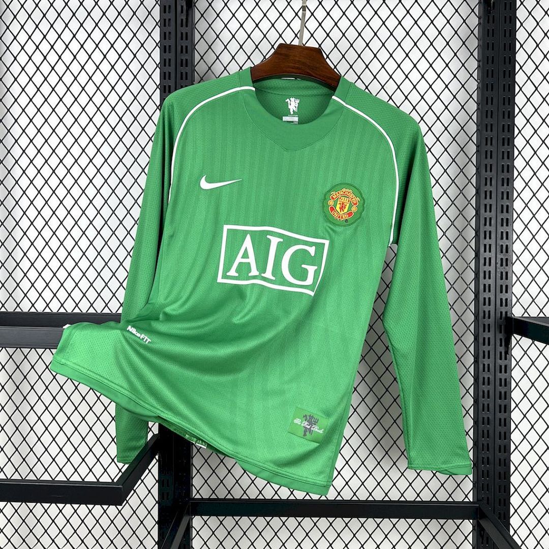 Manchester United 2007/08 Green Goalkeeper  Long Sleeves Retro Jersey