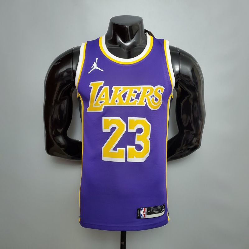 New Lakers Jordan James #23 Theme Purple Round Neck S-XXL